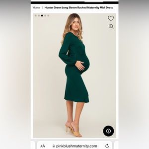 Pink blush maternity dress dark green M